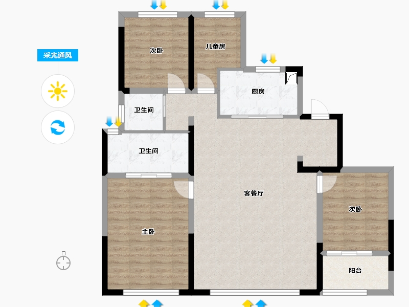 浙江省-宁波市-槐望观邸-120.00-户型库-采光通风