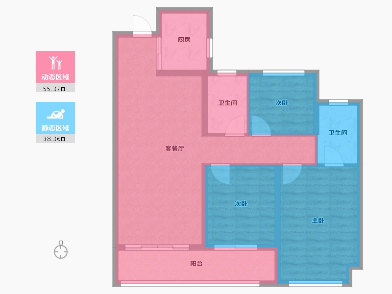 浙江省-杭州市-中海河映云集-83.00-户型库-动静分区