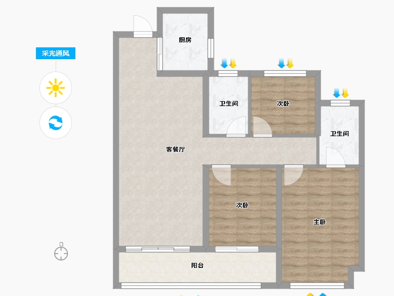 浙江省-杭州市-中海河映云集-83.00-户型库-采光通风