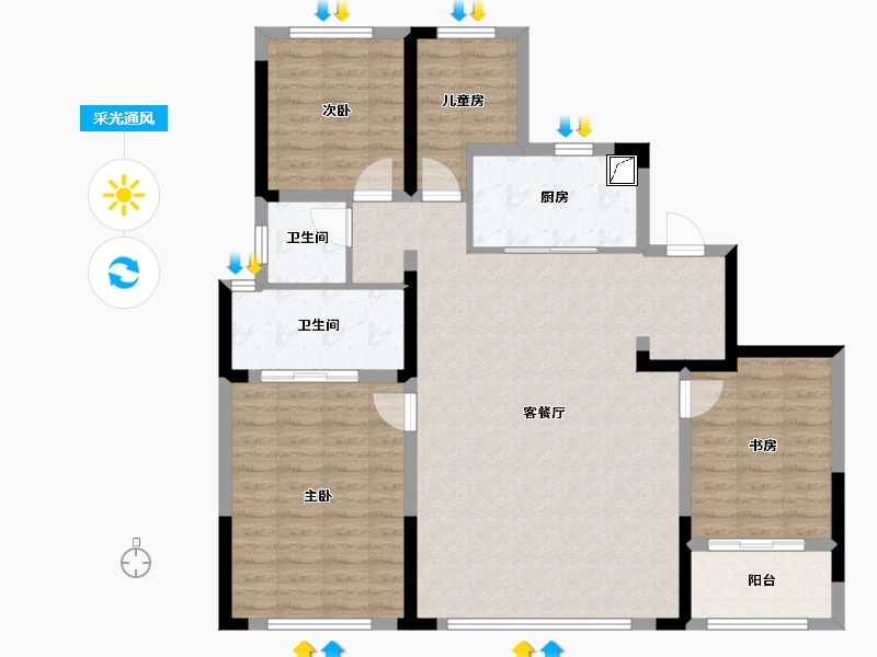 浙江省-宁波市-万科槐树路256号-140.00-户型库-采光通风