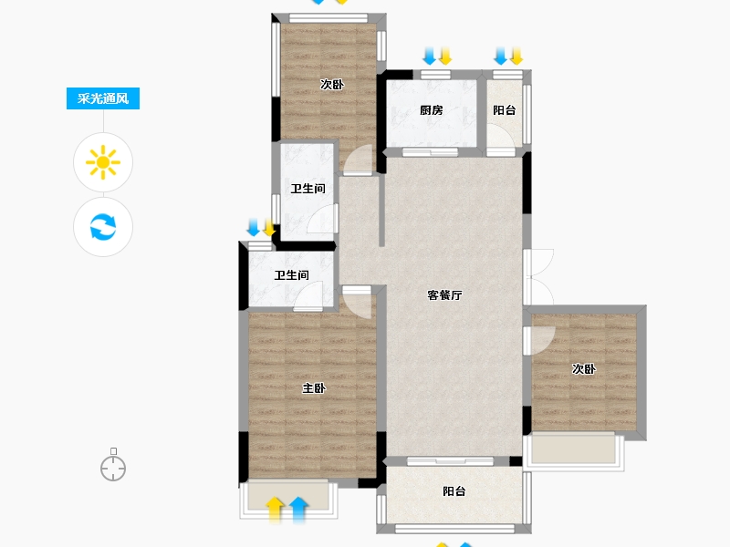 四川省-遂宁市-金科集美天宸-98.00-户型库-采光通风