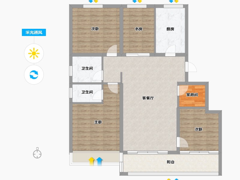 山东省-潍坊市-中房爱悦城鸿府-108.00-户型库-采光通风