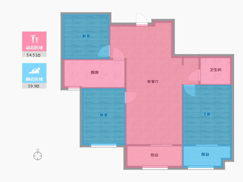 陕西省-西安市-华城泊郡-83.06-户型库-动静分区