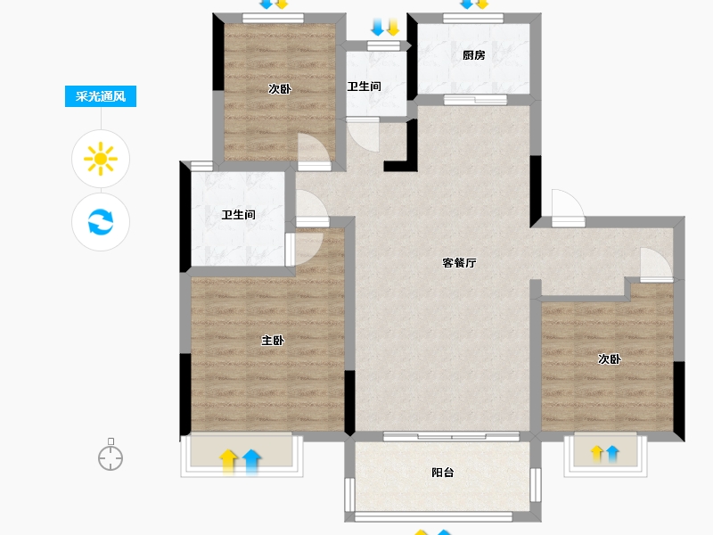 河南省-濮阳市-泰和东方珺-90.00-户型库-采光通风