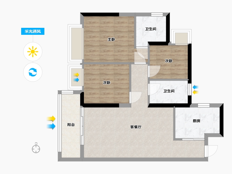 广东省-广州市-融创·天玥-100.00-户型库-采光通风