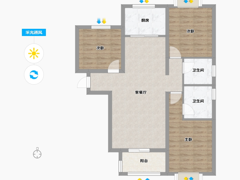 山西省-临汾市-恒富花苑-96.00-户型库-采光通风