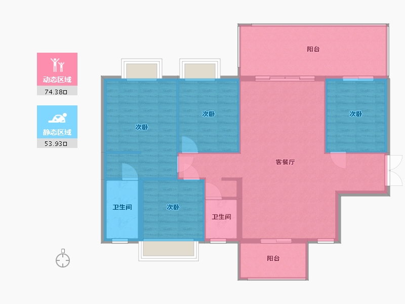 广西壮族自治区-南宁市-凯旋1号·上水湾-102.57-户型库-动静分区