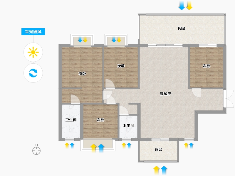 广西壮族自治区-南宁市-凯旋1号·上水湾-102.57-户型库-采光通风