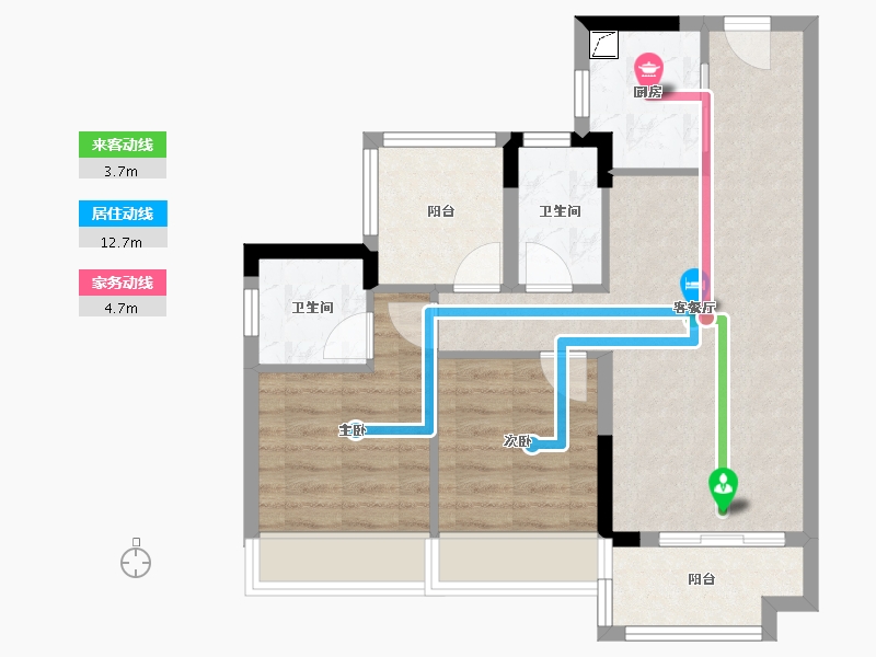 广东省-清远市-碧桂园半岛1号-69.32-户型库-动静线