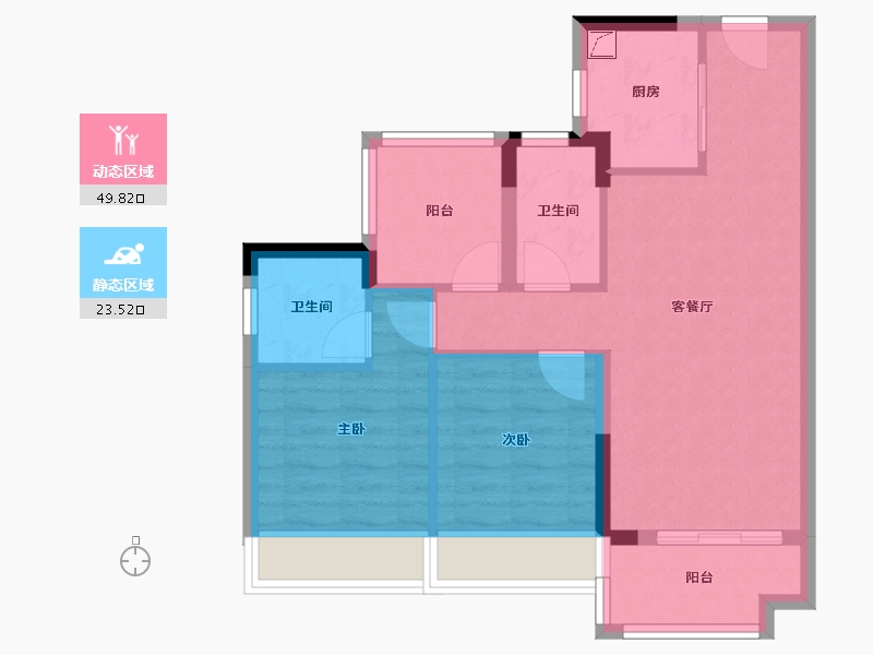 广东省-清远市-碧桂园半岛1号-69.32-户型库-动静分区