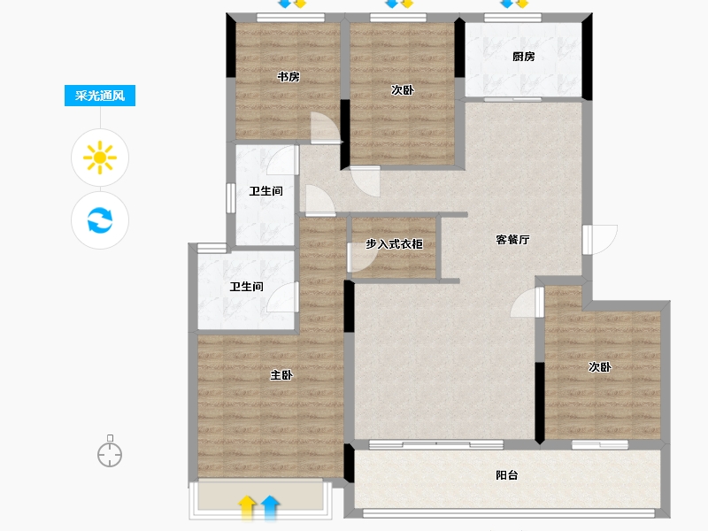 浙江省-绍兴市-一号院-150.00-户型库-采光通风