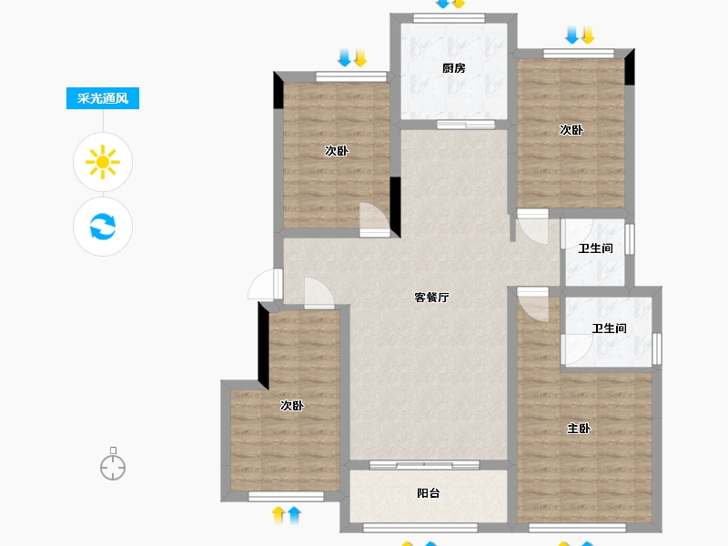 重庆-重庆市-泰吉同诚悦府-99.00-户型库-采光通风