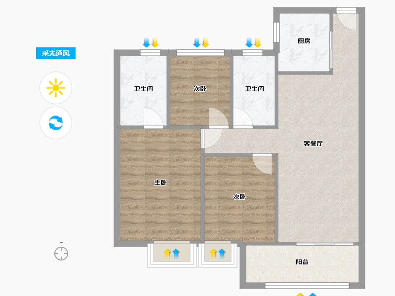 福建省-福州市-中骏世界城 -84.00-户型库-采光通风