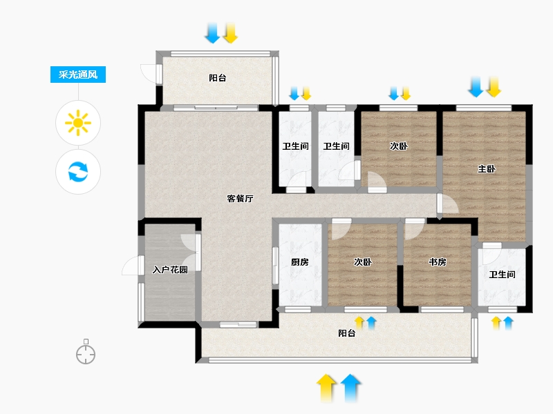 贵州省-黔西南布依族苗族自治州-天鹅湾小区-144.00-户型库-采光通风