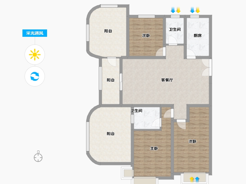 山西省-阳泉市-益智·岭秀华庭-120.00-户型库-采光通风