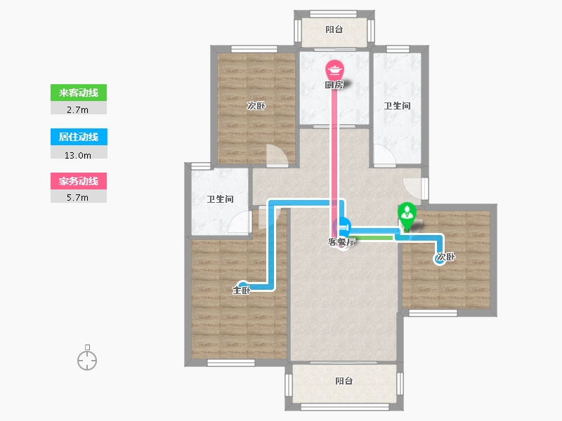 江苏省-南通市-龙田花苑-102.61-户型库-动静线