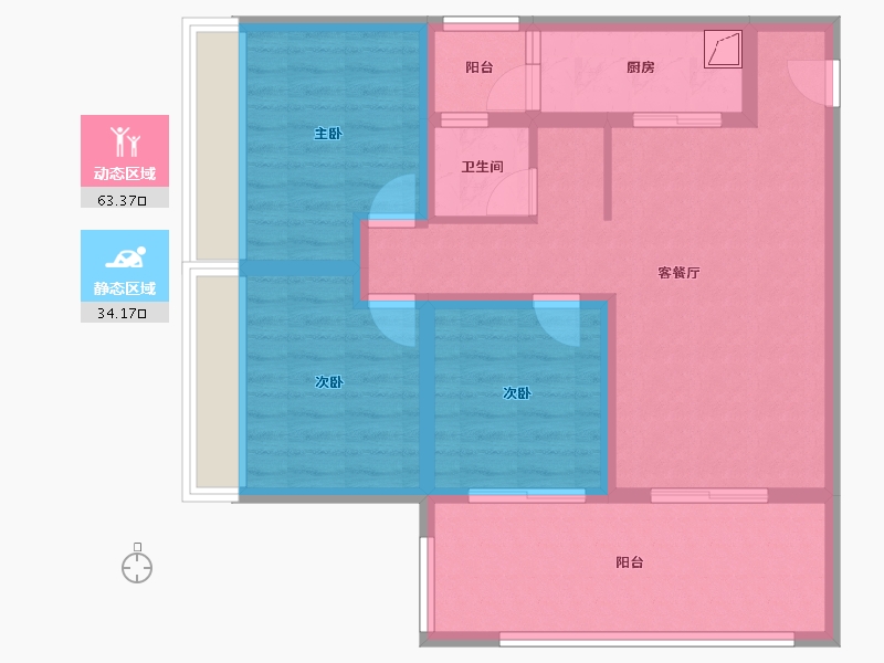 云南省-西双版纳傣族自治州-曼城-90.00-户型库-动静分区