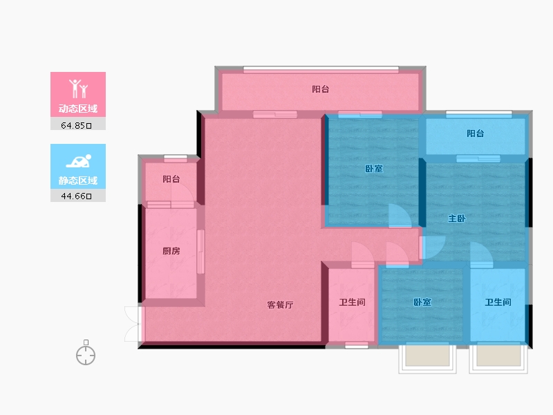 四川省-成都市-公园世界-125.00-户型库-动静分区