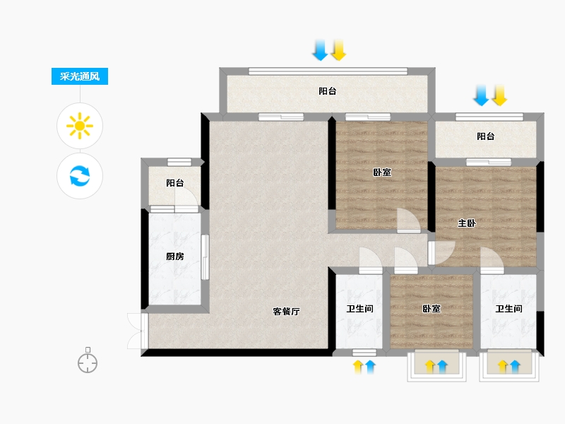 四川省-成都市-公园世界-125.00-户型库-采光通风