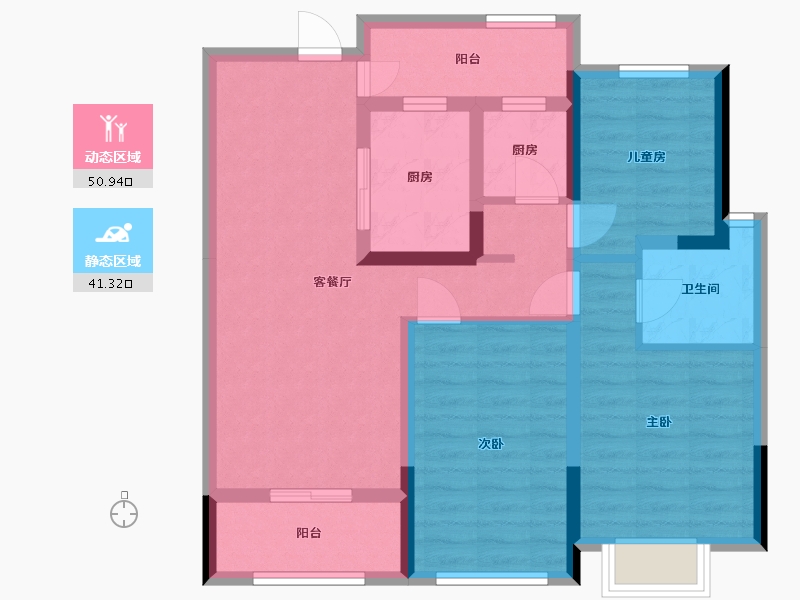 浙江省-丽水市-云锦公寓-77.76-户型库-动静分区