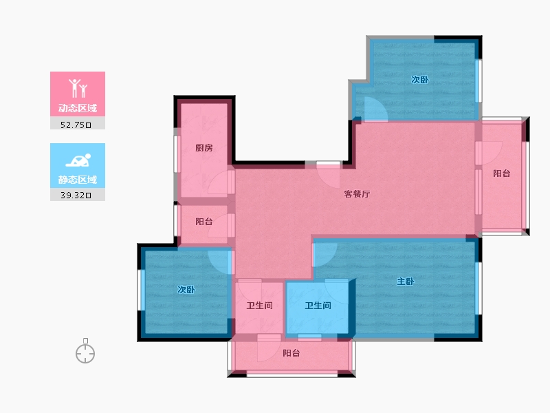 辽宁省-沈阳市-明发水韵桃源-南区-75.00-户型库-动静分区