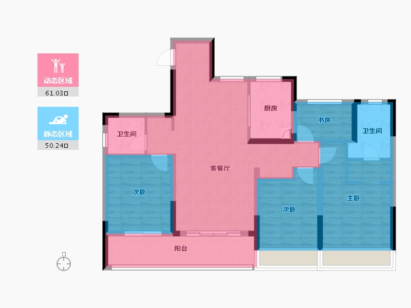 浙江省-台州市-荣安棠樾-98.71-户型库-动静分区