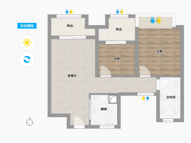 江苏省-苏州市-象屿都城嘉园-65.00-户型库-采光通风