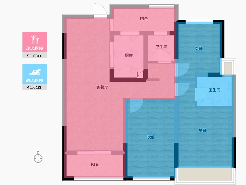 浙江省-丽水市-云锦公寓-77.76-户型库-动静分区