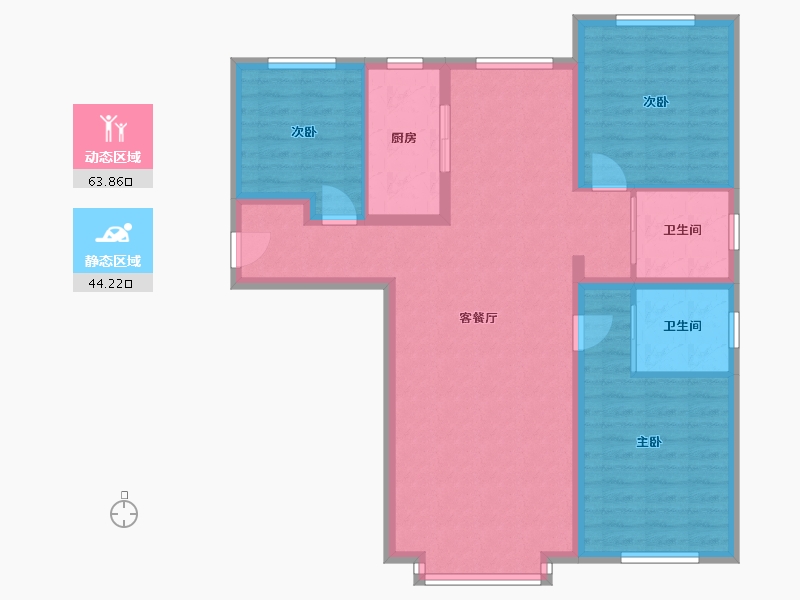 新疆维吾尔自治区-伊犁哈萨克自治州-金帝橡树苑-114.29-户型库-动静分区