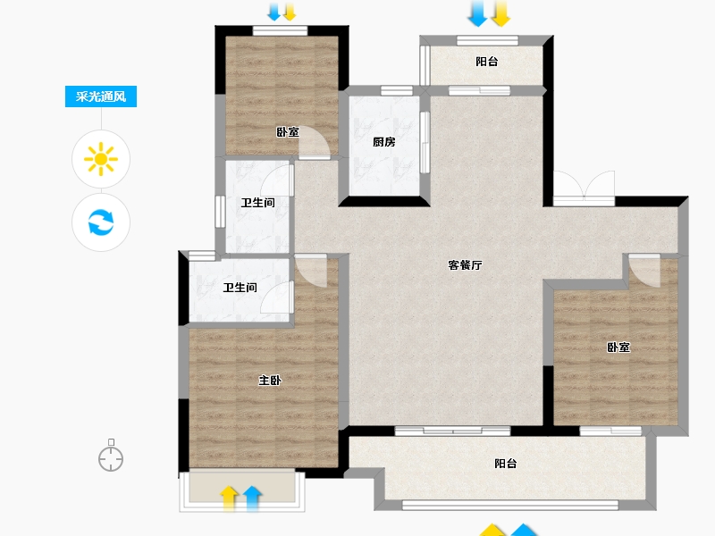 河南省-平顶山市-建业七期-108.00-户型库-采光通风