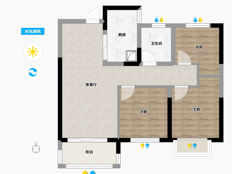 河北省-张家口市-中泰城-73.60-户型库-采光通风