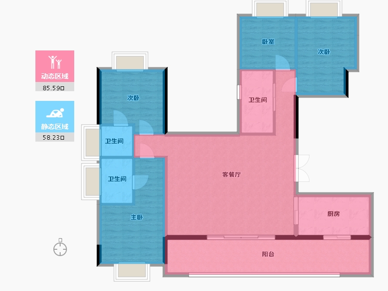 贵州省-黔西南布依族苗族自治州-杏林春晓复式1-180.00-户型库-动静分区