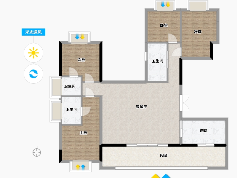 贵州省-黔西南布依族苗族自治州-杏林春晓复式1-180.00-户型库-采光通风