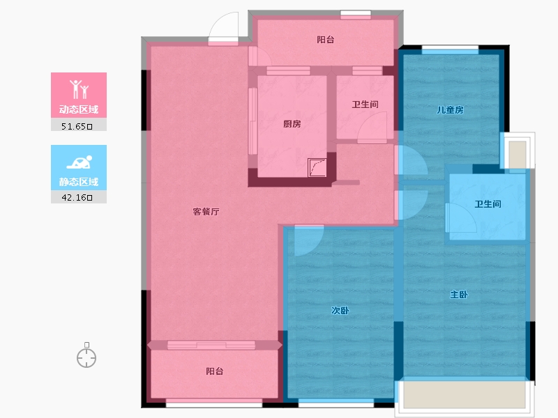 浙江省-丽水市-云锦公寓-77.76-户型库-动静分区