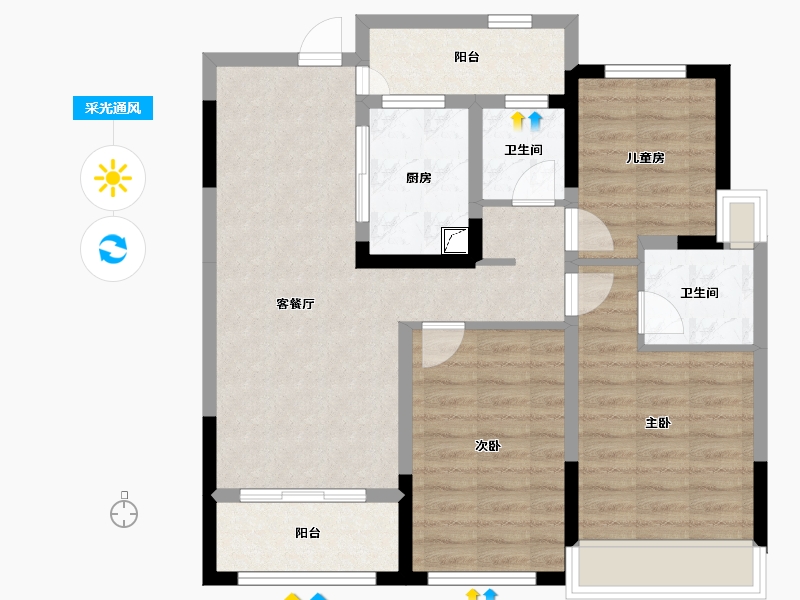 浙江省-丽水市-云锦公寓-77.76-户型库-采光通风