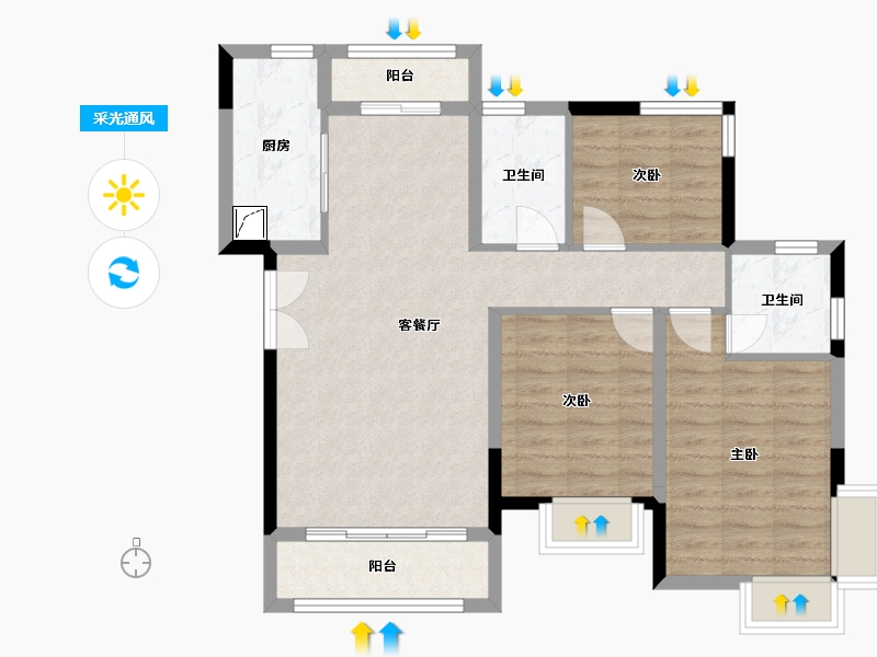 江苏省-无锡市-圣园一期-123.90-户型库-采光通风