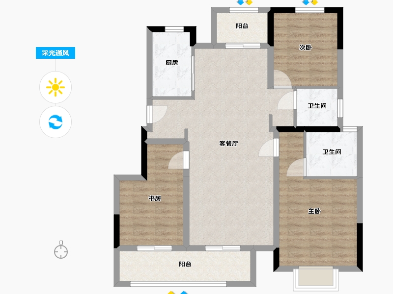 四川省-成都市-绿城桂语麓境-102.00-户型库-采光通风