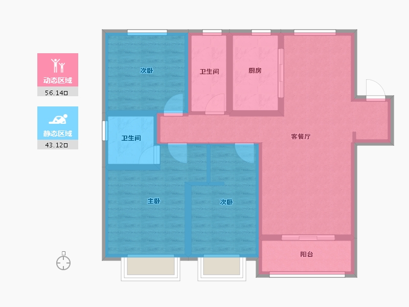 山西省-晋中市-晋中通宇雅园和院项目-98.43-户型库-动静分区