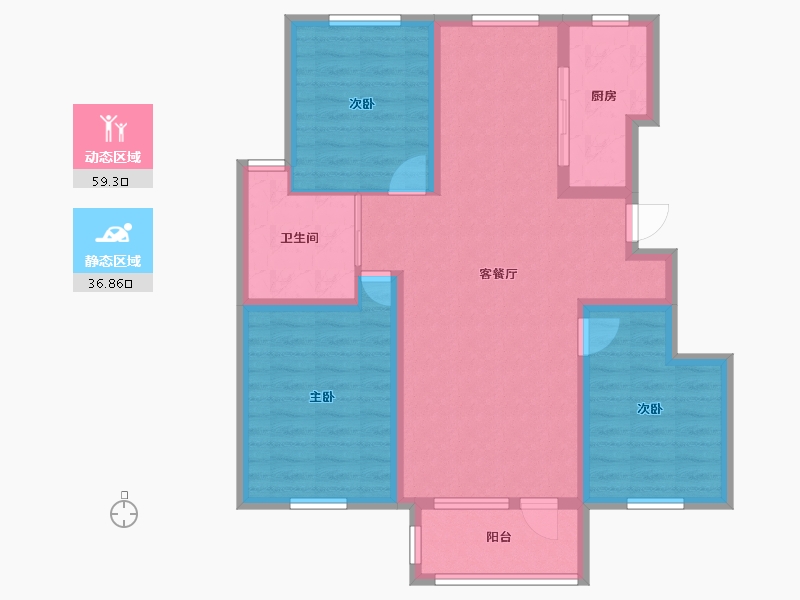 河北省-唐山市-海景家园-89.00-户型库-动静分区