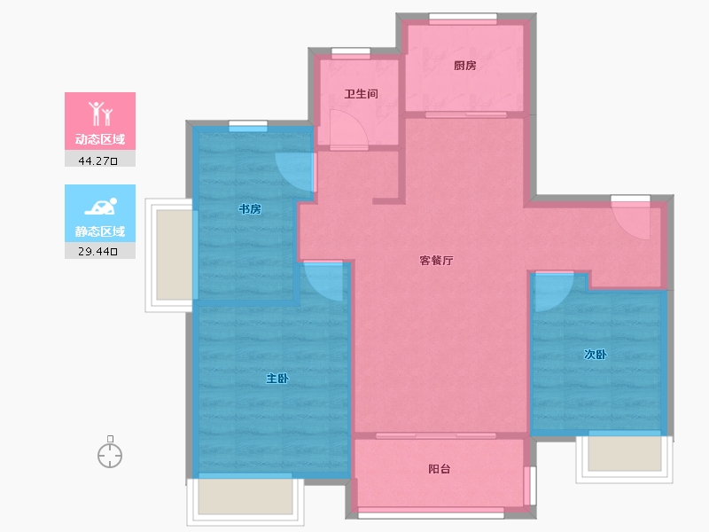 安徽省-合肥市-望江台璟宸-80.00-户型库-动静分区