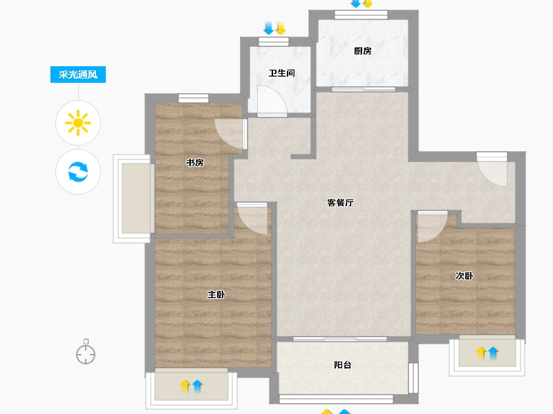 安徽省-合肥市-望江台璟宸-80.00-户型库-采光通风