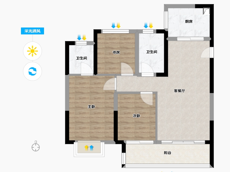 江苏省-苏州市-中建河风印月-71.12-户型库-采光通风