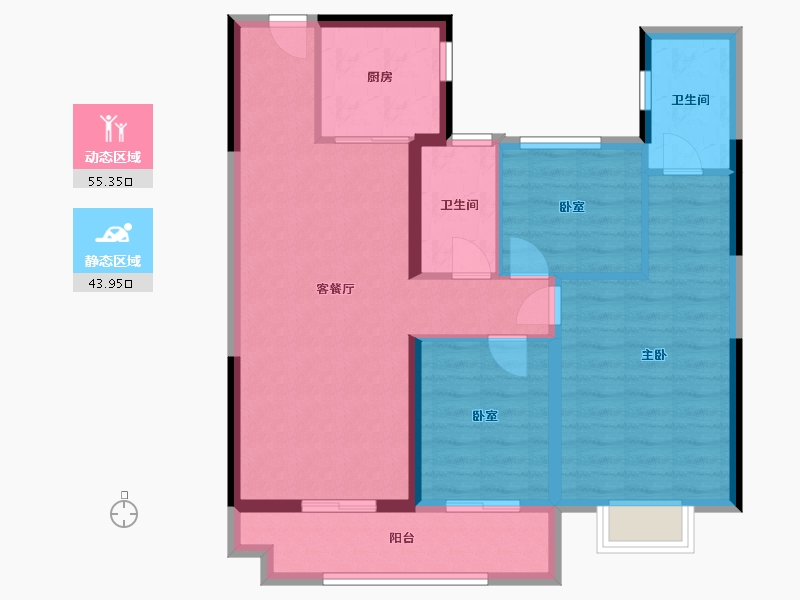 安徽省-淮北市-淮北碧桂园-89.00-户型库-动静分区