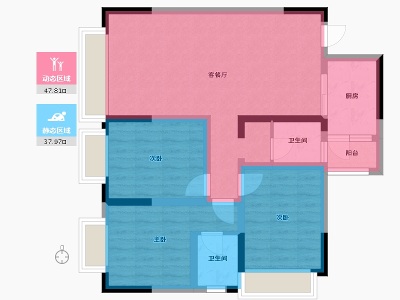 四川省-成都市-洪锦国际-84.00-户型库-动静分区