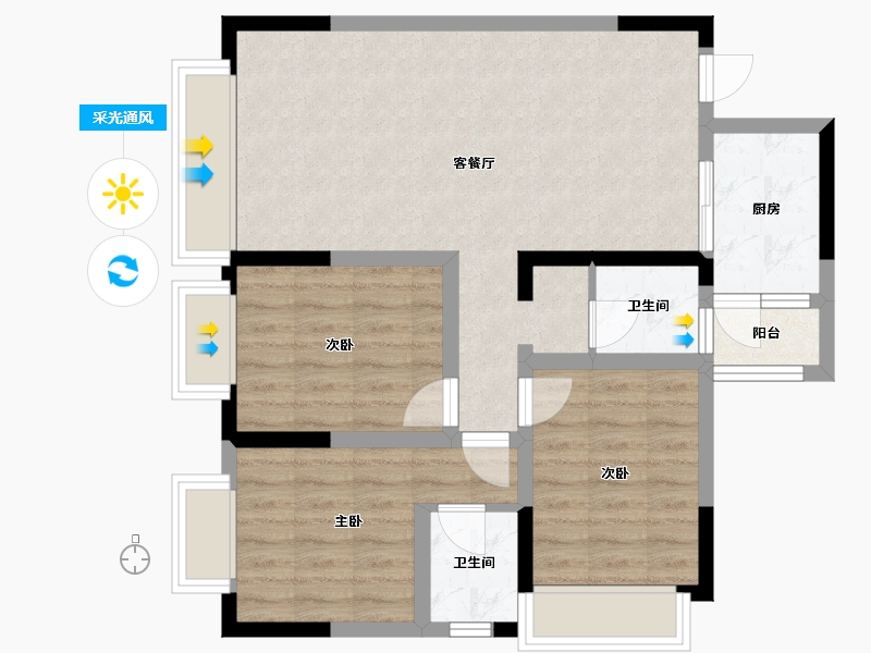 四川省-成都市-洪锦国际-84.00-户型库-采光通风