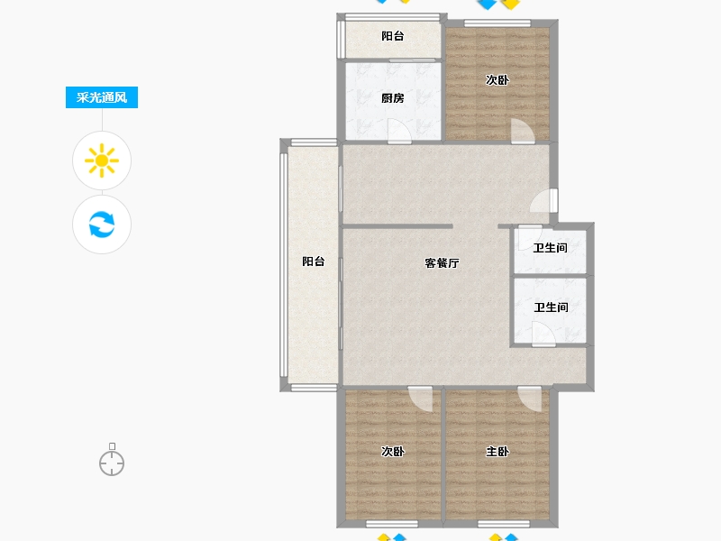 北京-北京市-龙兴园-118.00-户型库-采光通风