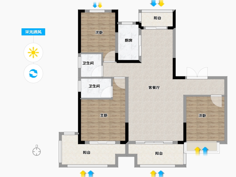 河南省-周口市-周口建业天悦-131.00-户型库-采光通风