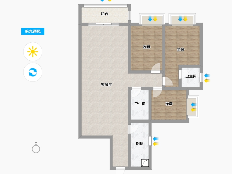 河北省-石家庄市-二矿家属院-80.00-户型库-采光通风