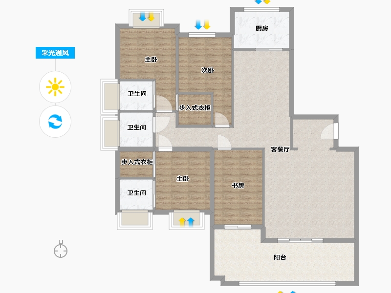 广东省-汕头市-怡轩·海璟天翡-140.00-户型库-采光通风