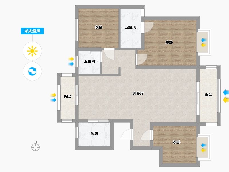 湖南省-岳阳市-保利中央公园-98.00-户型库-采光通风